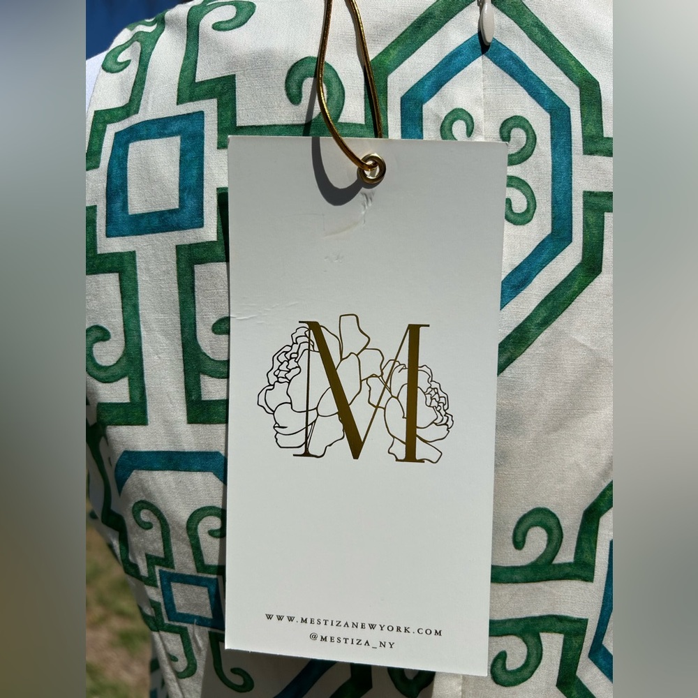 NWT🌷Mestiza N.Y. Havana Print Poplin High Square Neck Fit-and-Flare Mini Dress - Picture 10 of 12